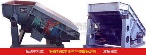 懸臂篩網(wǎng)振動(dòng)篩（彈臂振動(dòng)篩）振動(dòng)電機(jī)式、激振器式